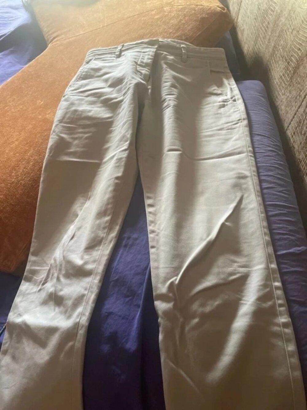 Light beige cotton trousers, classic fit